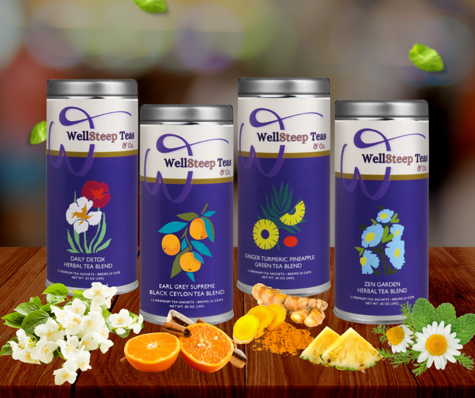 WellSteep Teas Lemon Lavender Green Tea and Women’s Health Herbal Blends — handcrafted wellness teas that balance calm and energy.